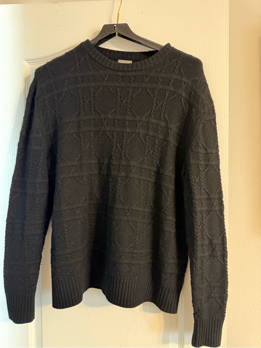Dior Men's Black Textured Cable-Knit Crewneck Sweater
